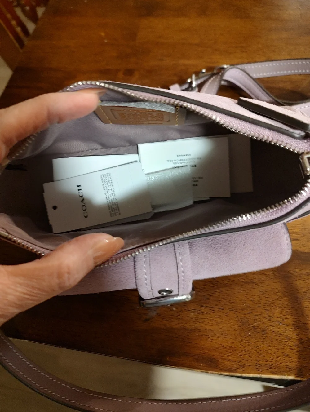 Coach Ashton Pink Suede Shoulder Bag with Front Buckle
